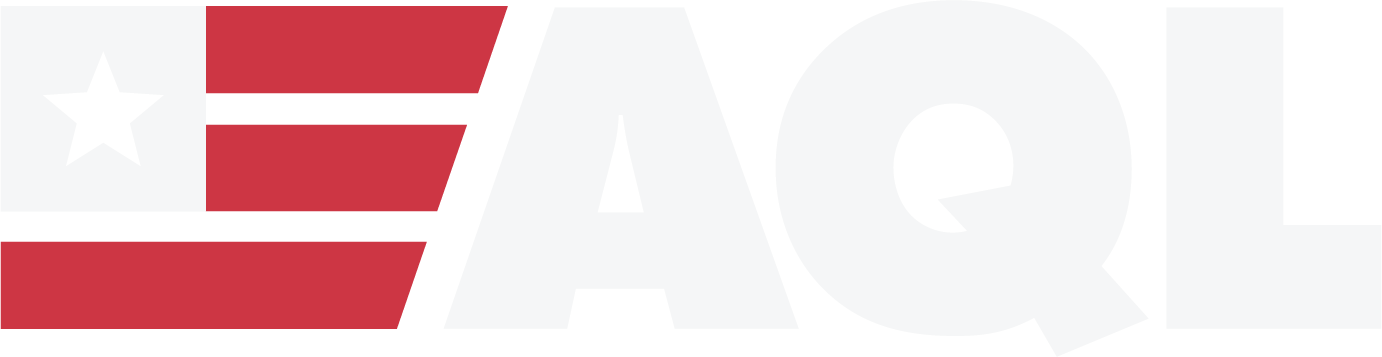 The aaq logo with a red and white star.
