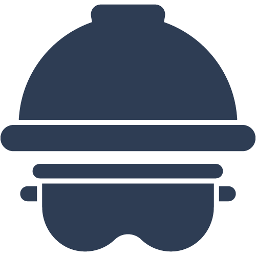 A blue helmet and goggles icon.
