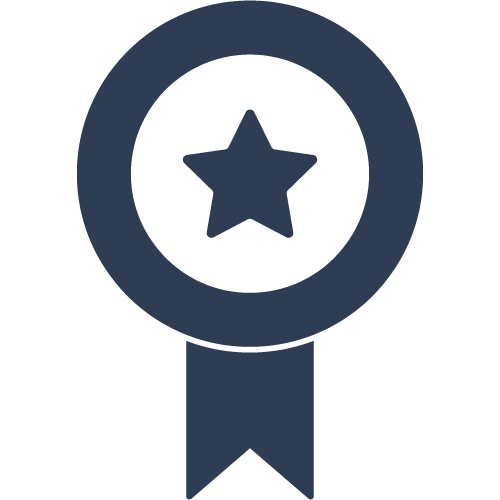 An icon of a ribbon with a star.